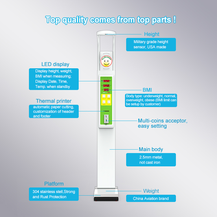 HW-600 Coin operated bmi height weight scale